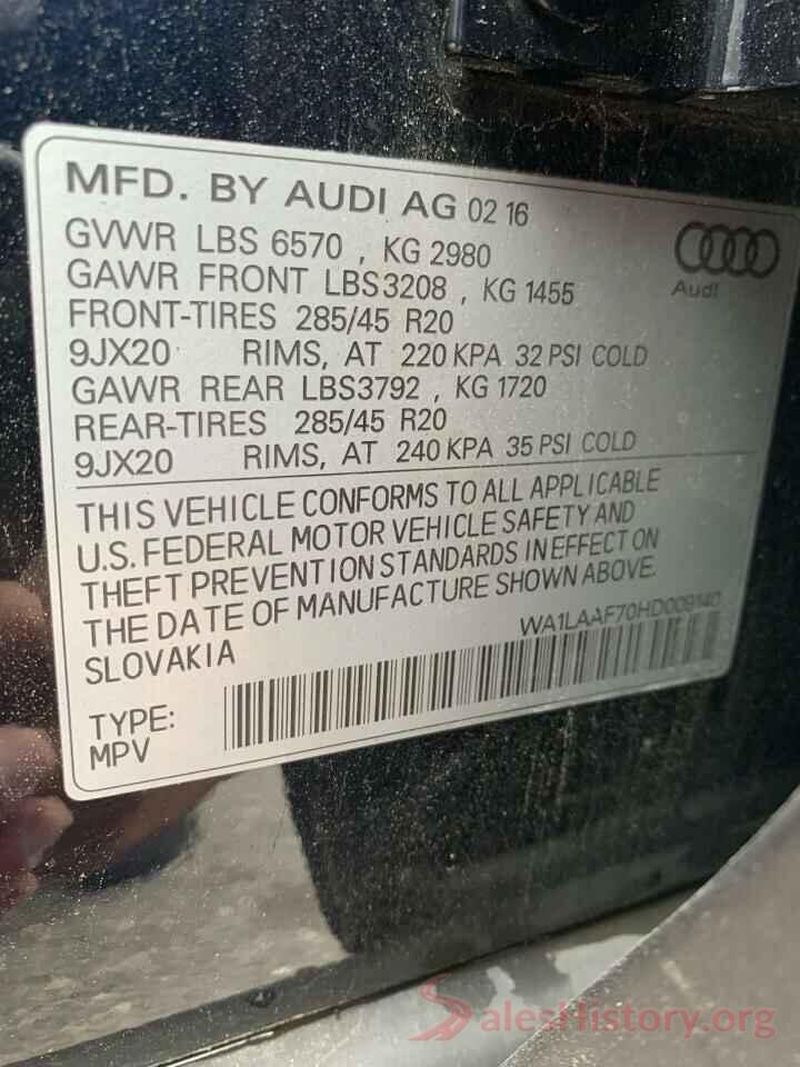 WA1LAAF70HD009140 2017 AUDI Q7