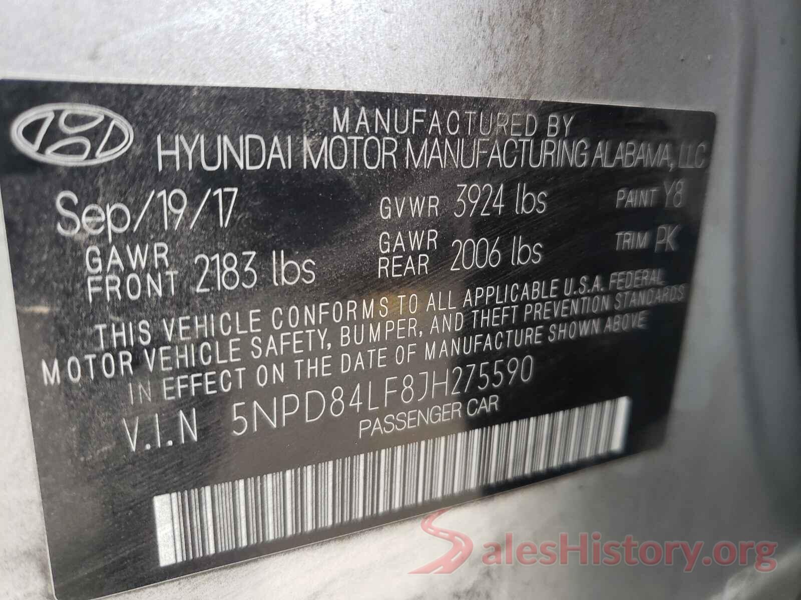 5NPD84LF8JH275590 2018 HYUNDAI ELANTRA