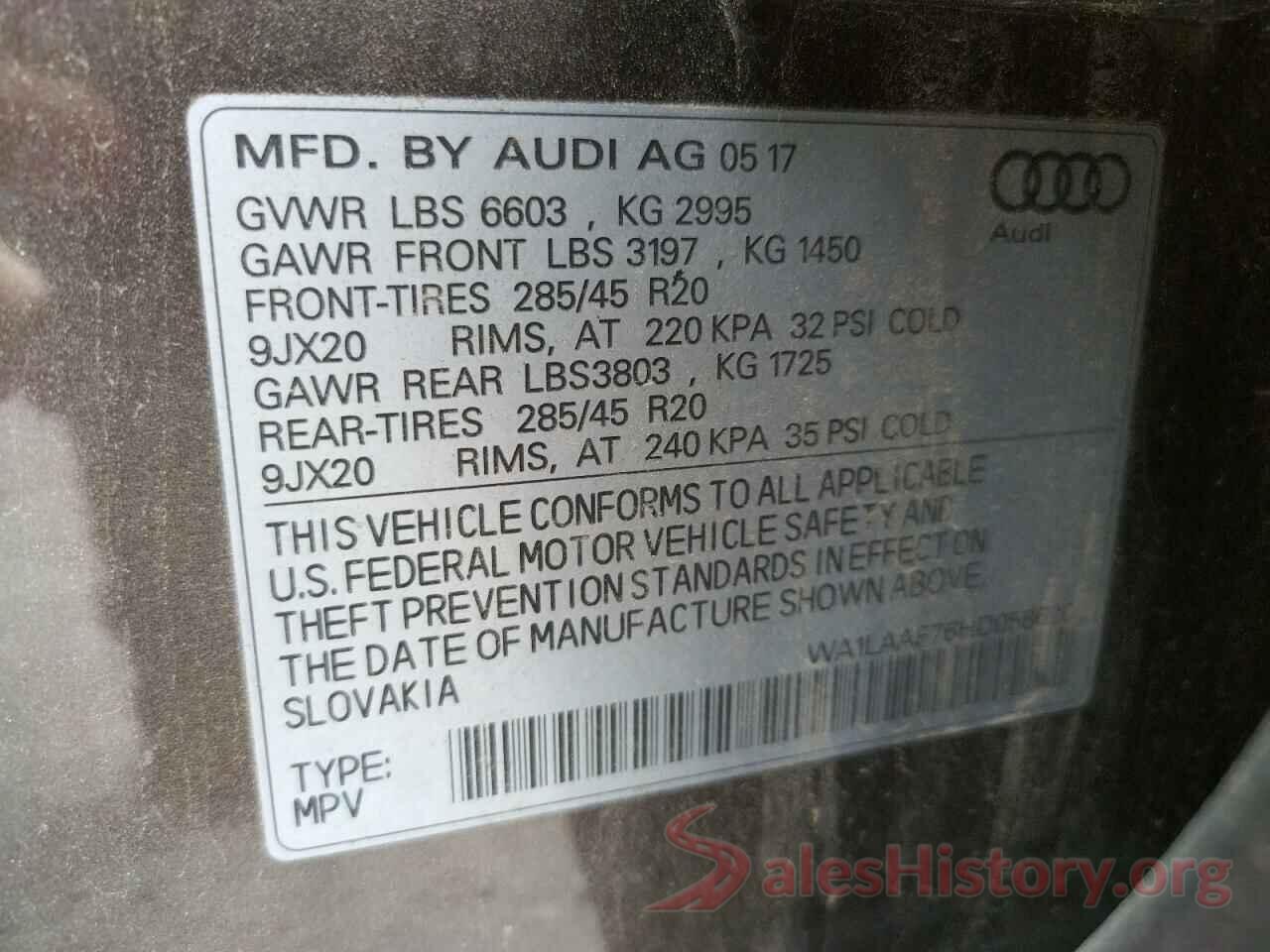 WA1LAAF76HD058620 2017 AUDI Q7