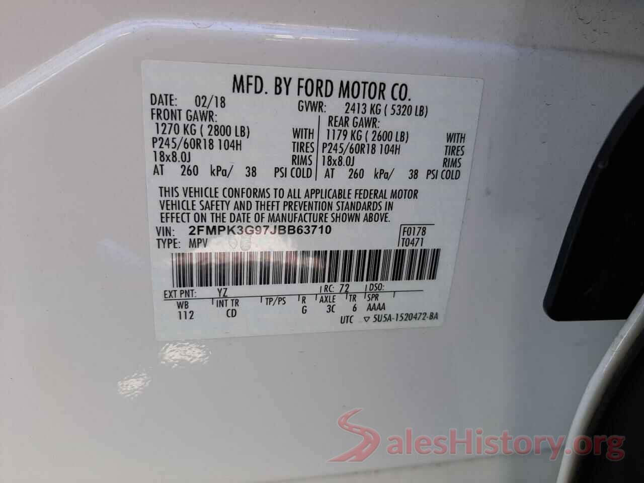 2FMPK3G97JBB63710 2018 FORD EDGE