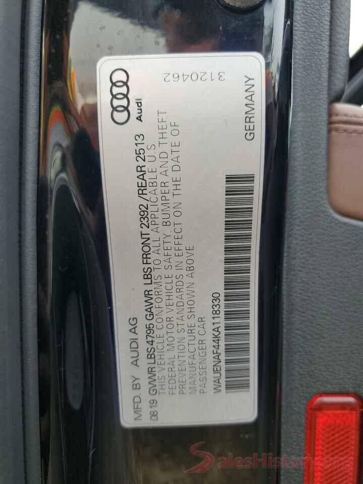 WAUENAF44KA118330 2019 AUDI A4