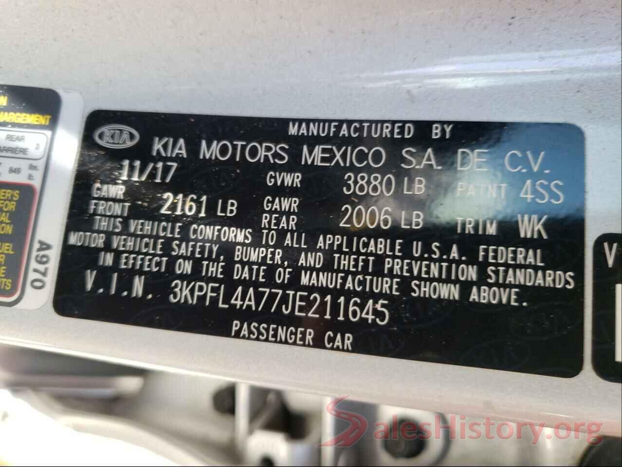 3KPFL4A77JE211645 2018 KIA FORTE