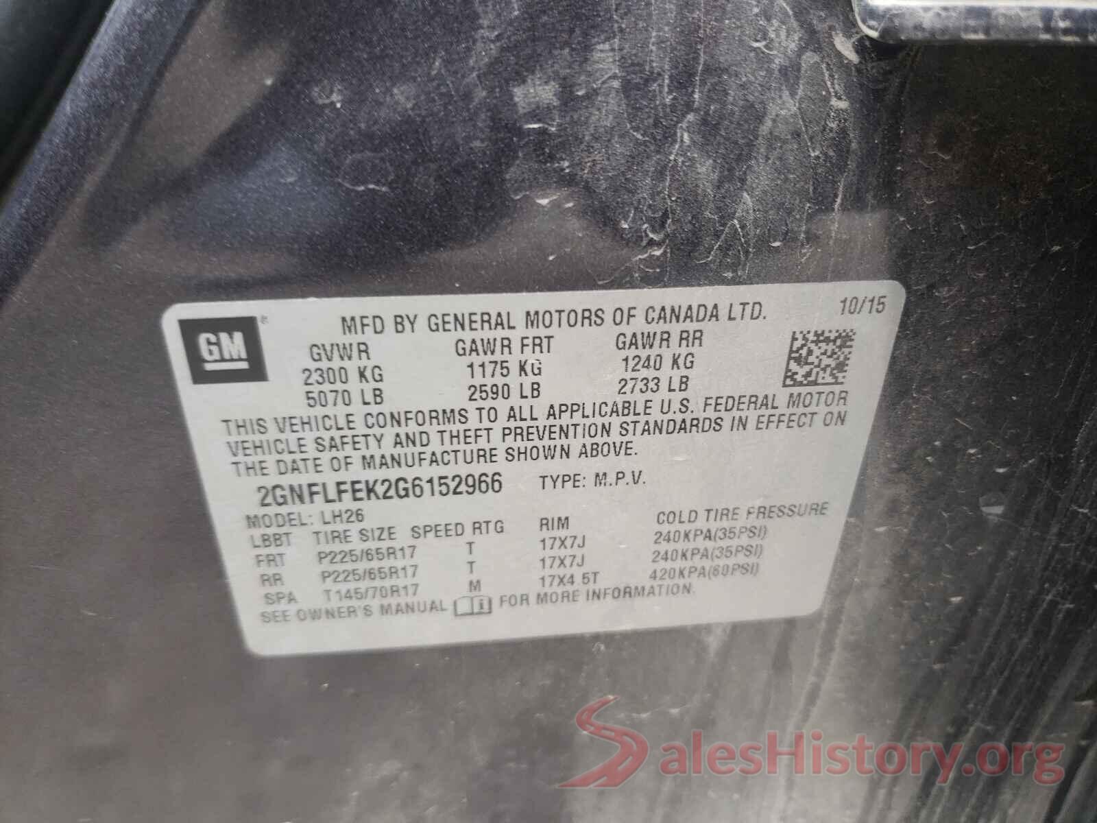 2GNFLFEK2G6152966 2016 CHEVROLET EQUINOX