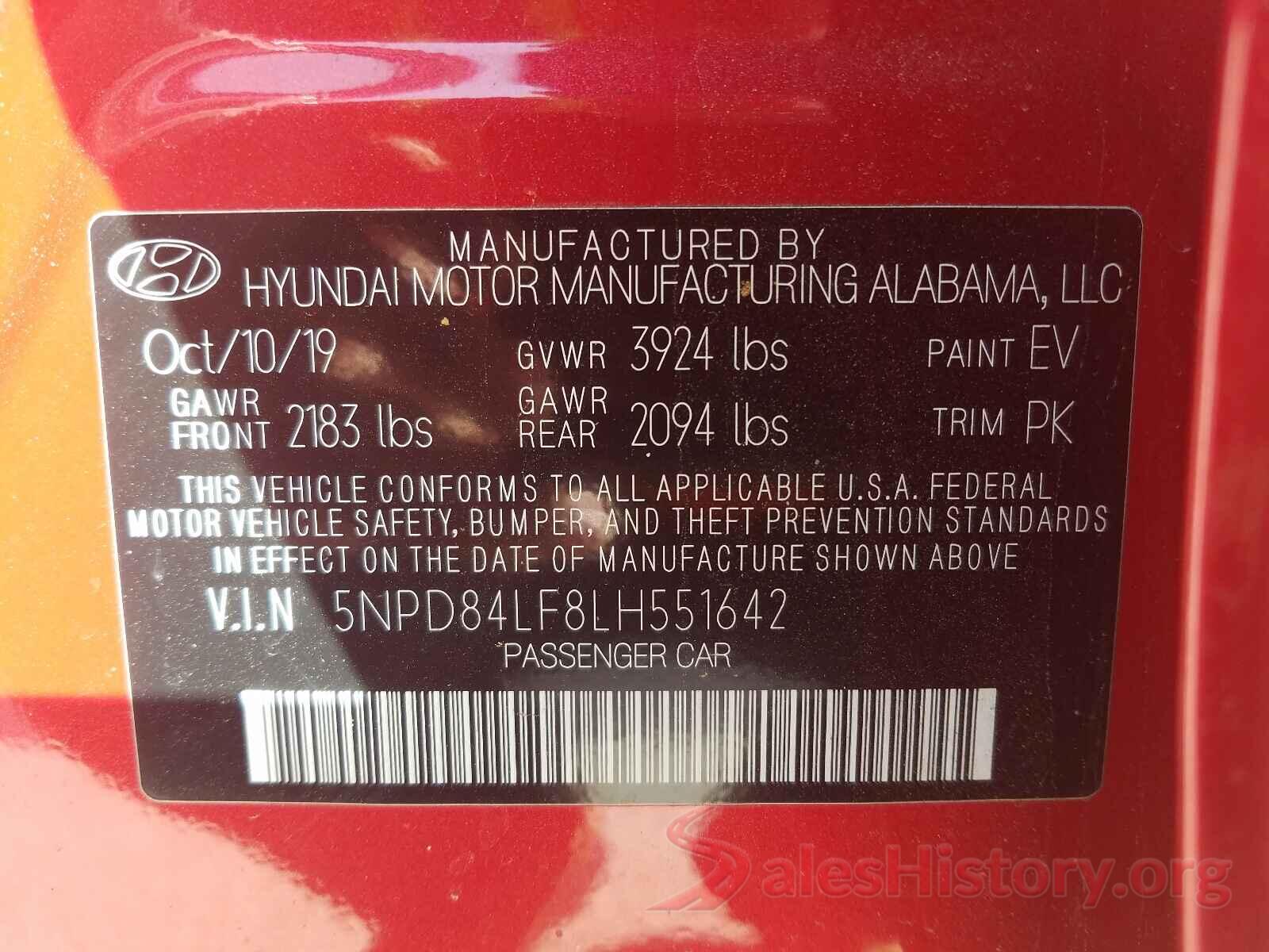 5NPD84LF8LH551642 2020 HYUNDAI ELANTRA