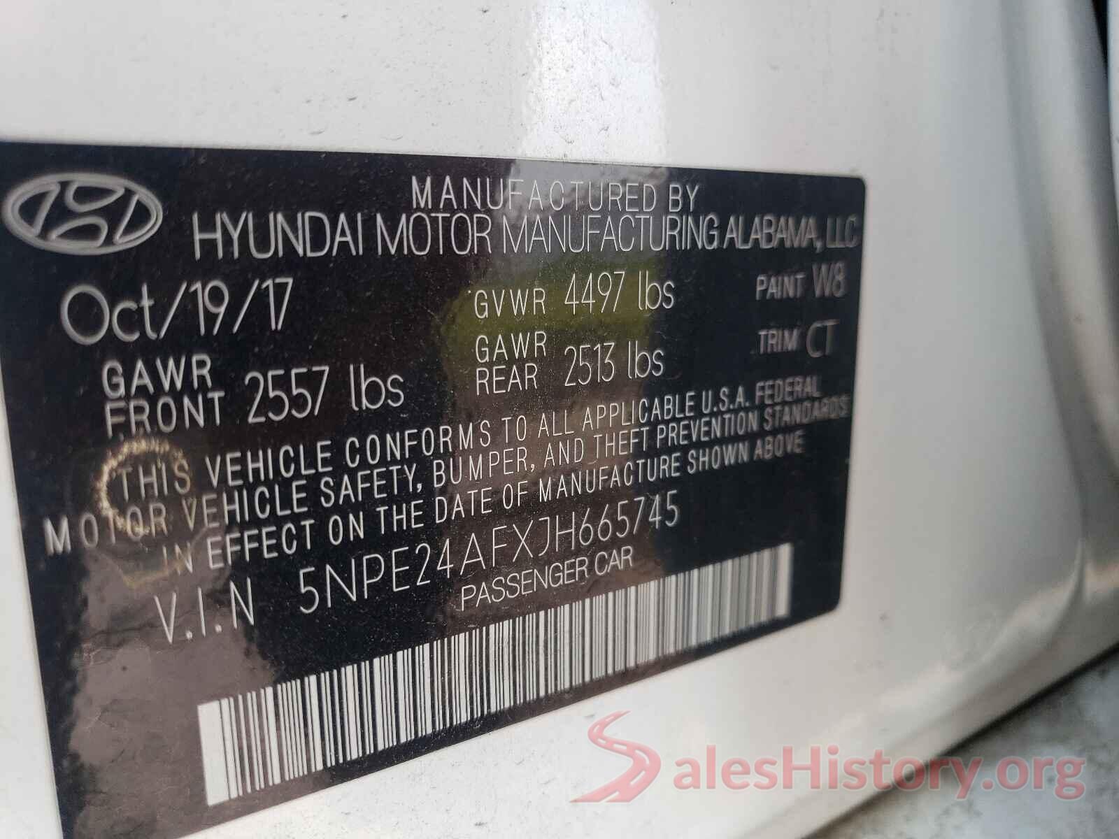 5NPE24AFXJH665745 2018 HYUNDAI SONATA