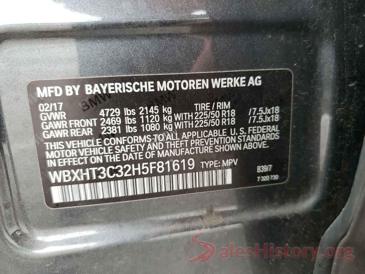 WBXHT3C32H5F81619 2017 BMW X1