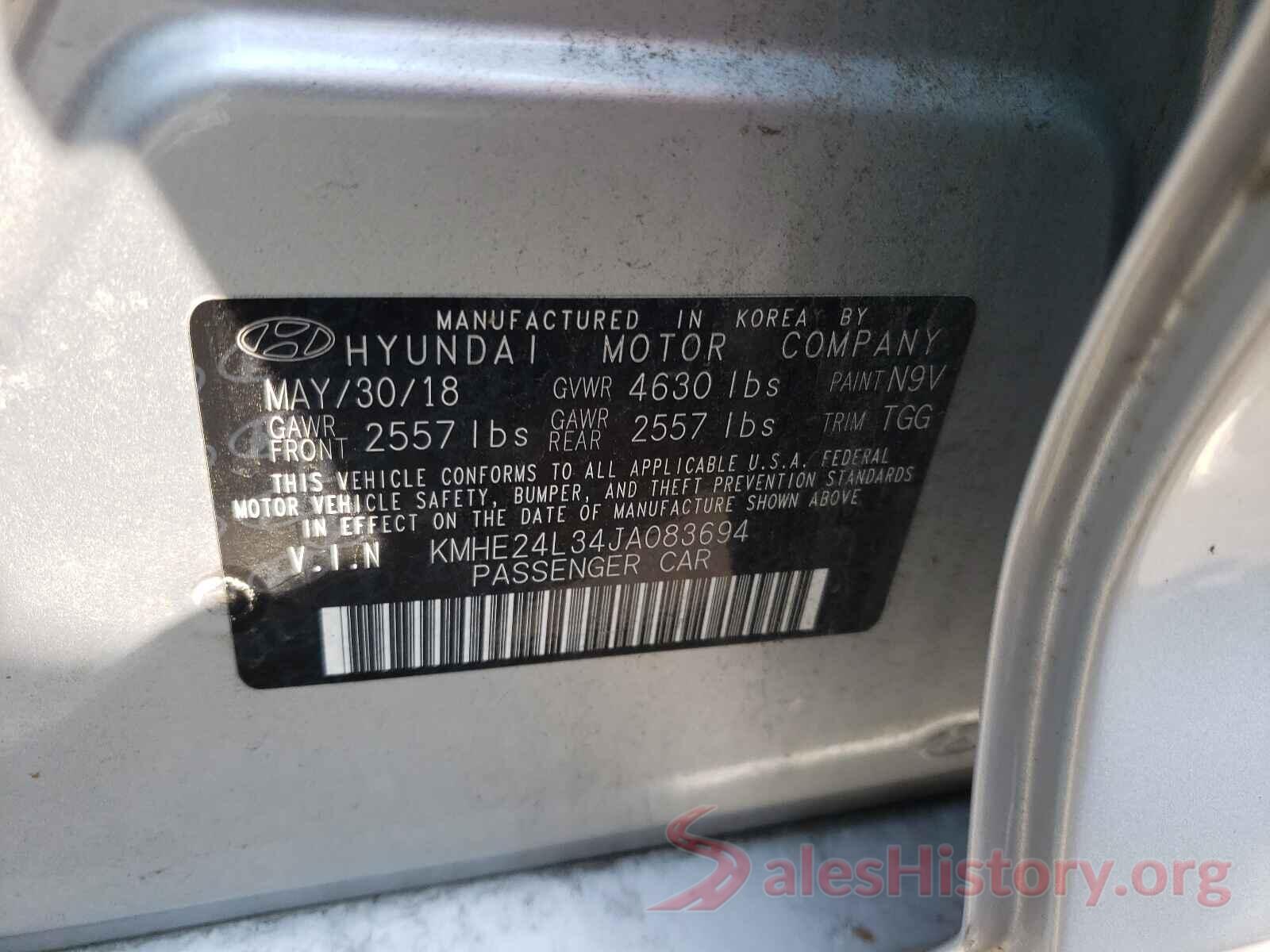 KMHE24L34JA083694 2018 HYUNDAI SONATA