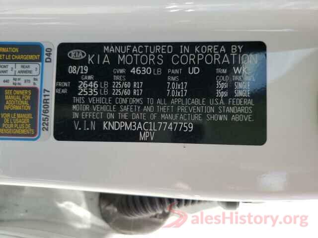 KNDPM3AC1L7747759 2020 KIA SPORTAGE