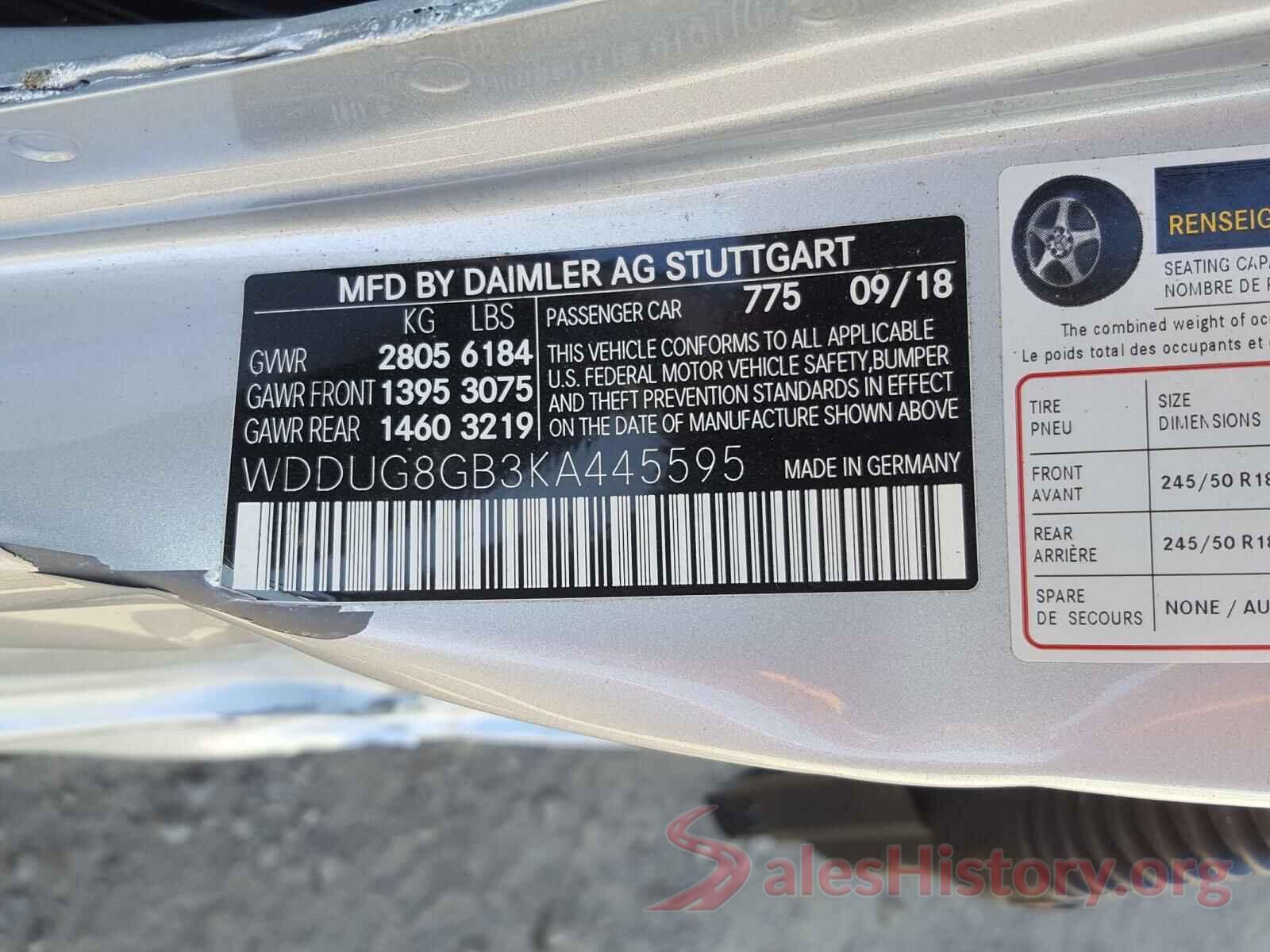 WDDUG8GB3KA445595 2019 MERCEDES-BENZ S CLASS