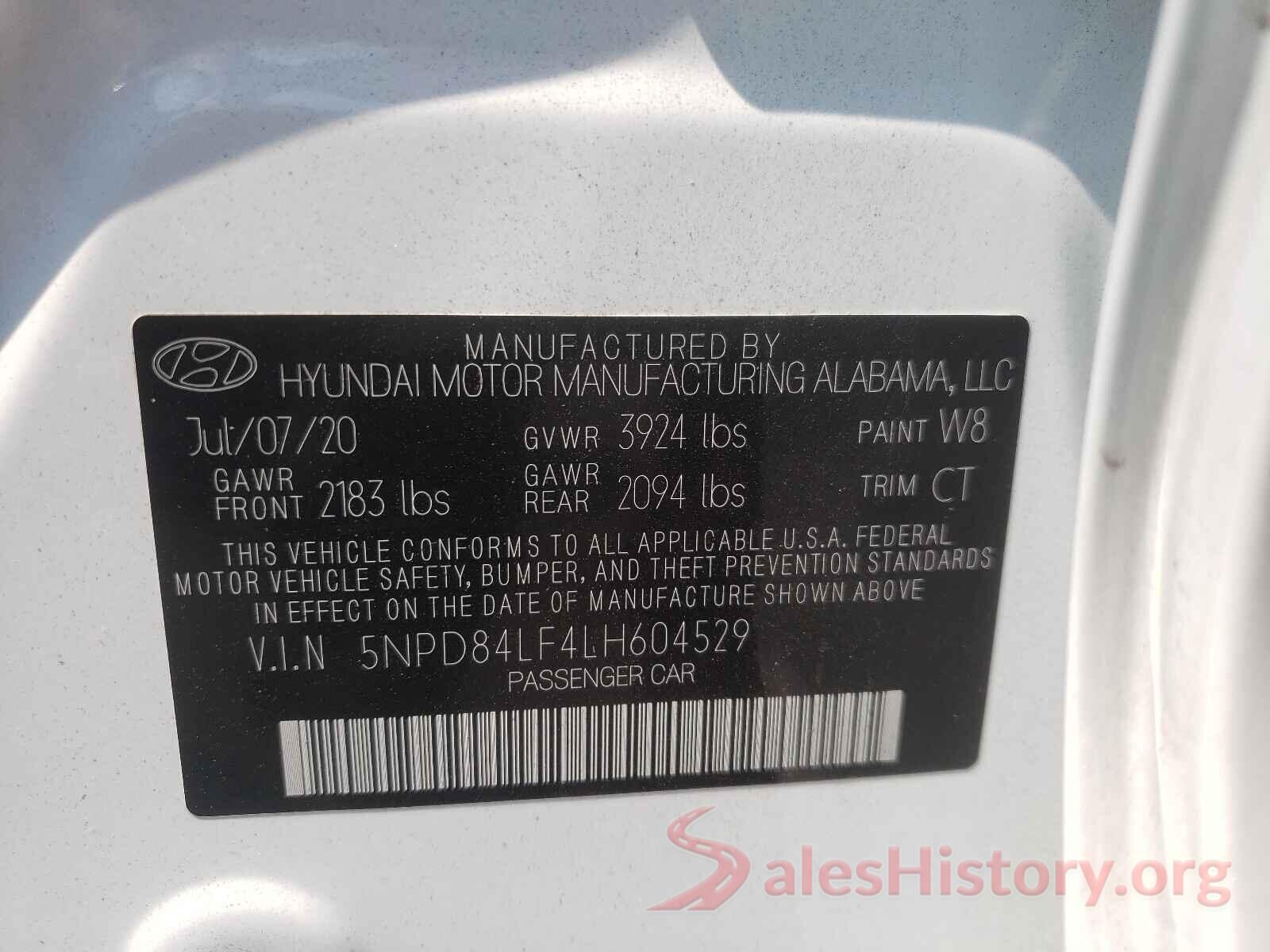 5NPD84LF4LH604529 2020 HYUNDAI ELANTRA