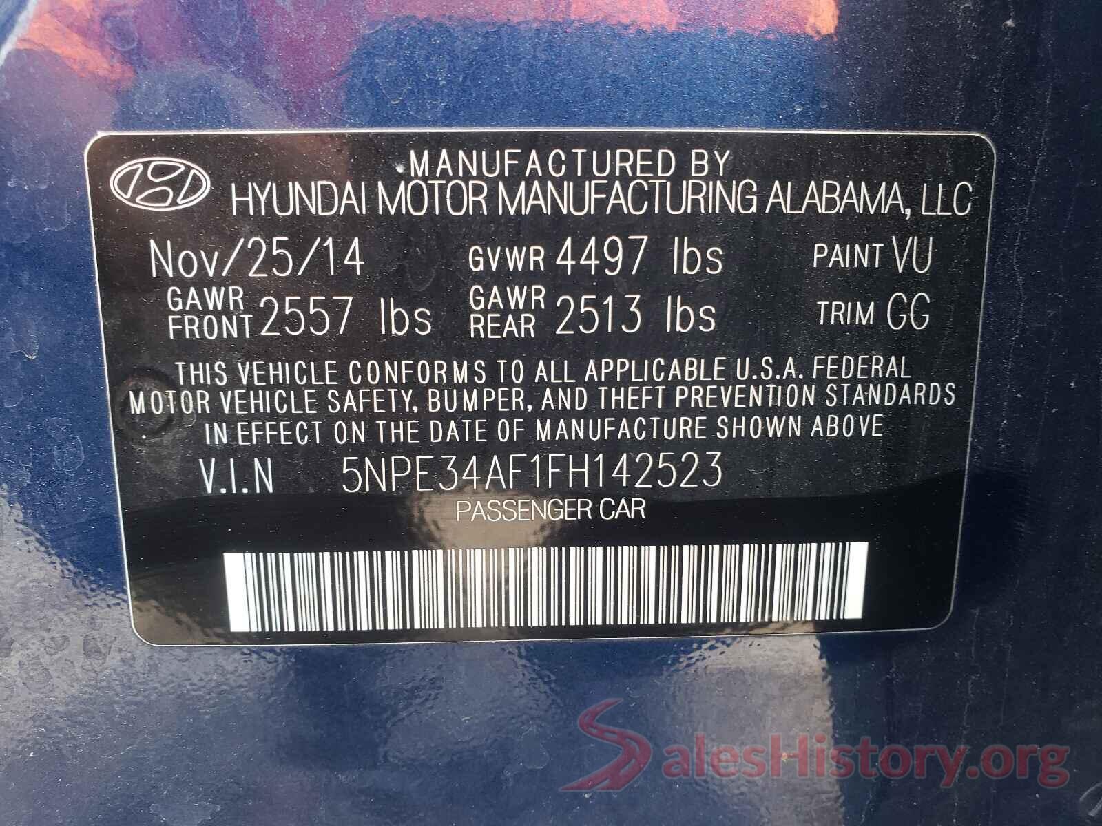 5NPE34AF1FH142523 2015 HYUNDAI SONATA