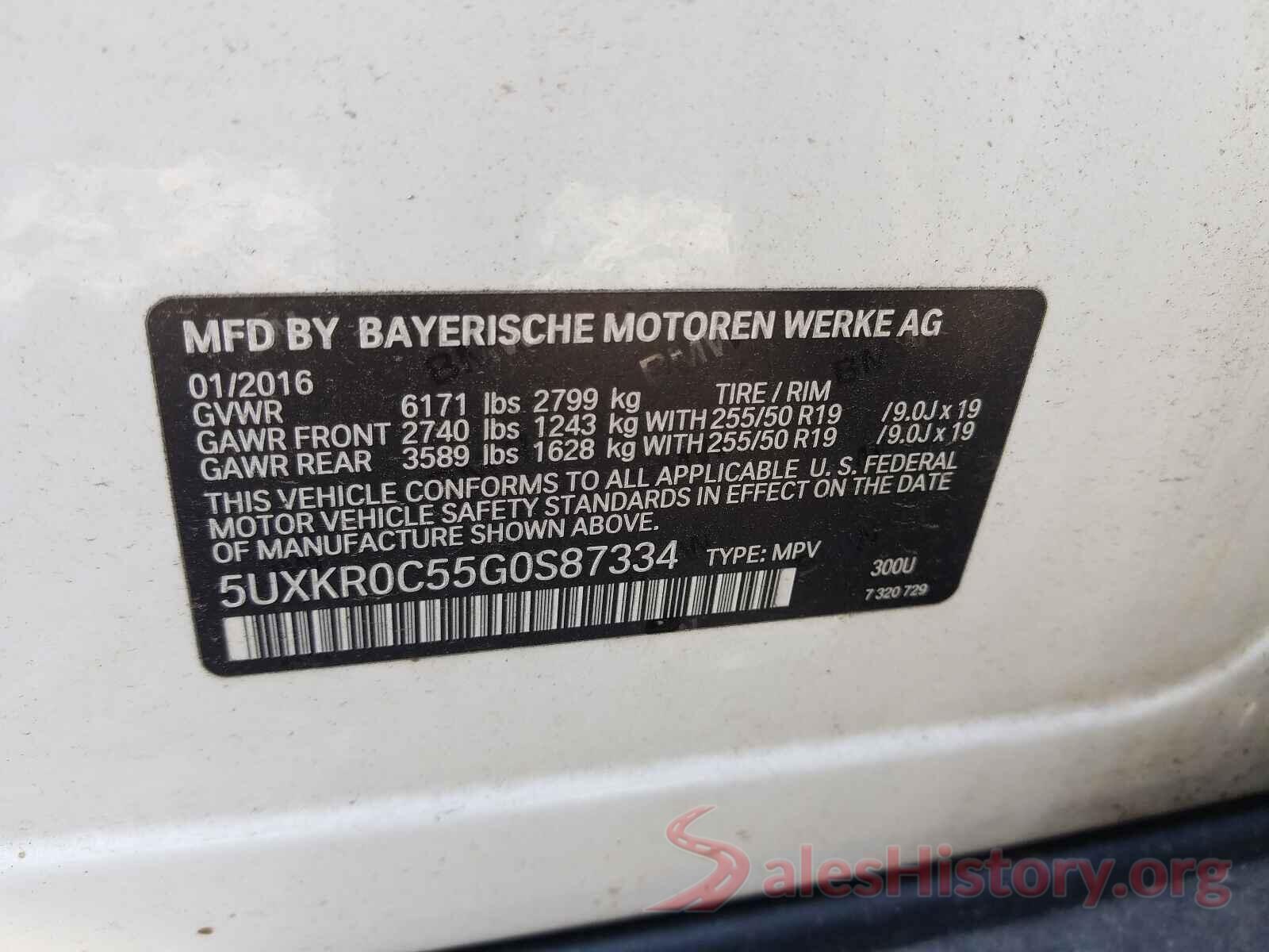 5UXKR0C55G0S87334 2016 BMW X5