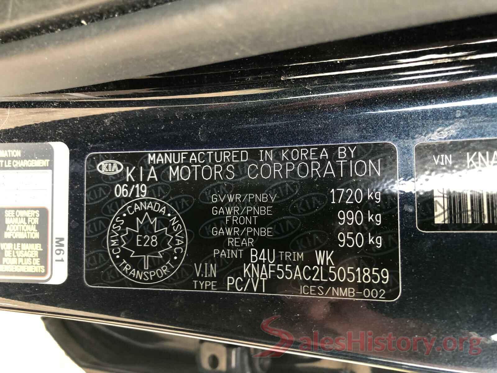 KNAF55AC2L5051859 2020 KIA FORTE