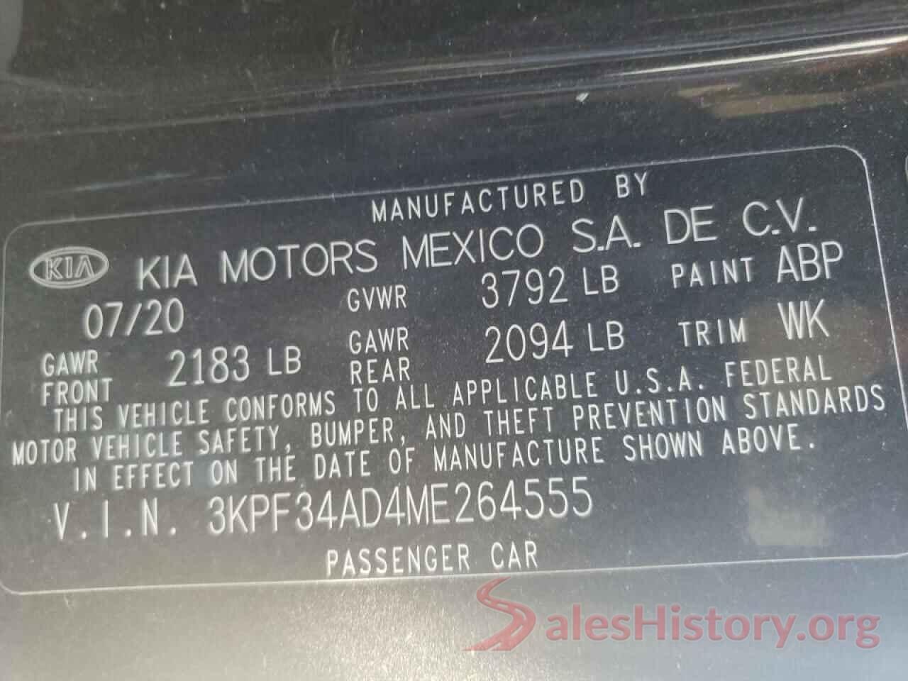 3KPF34AD4ME264555 2021 KIA FORTE