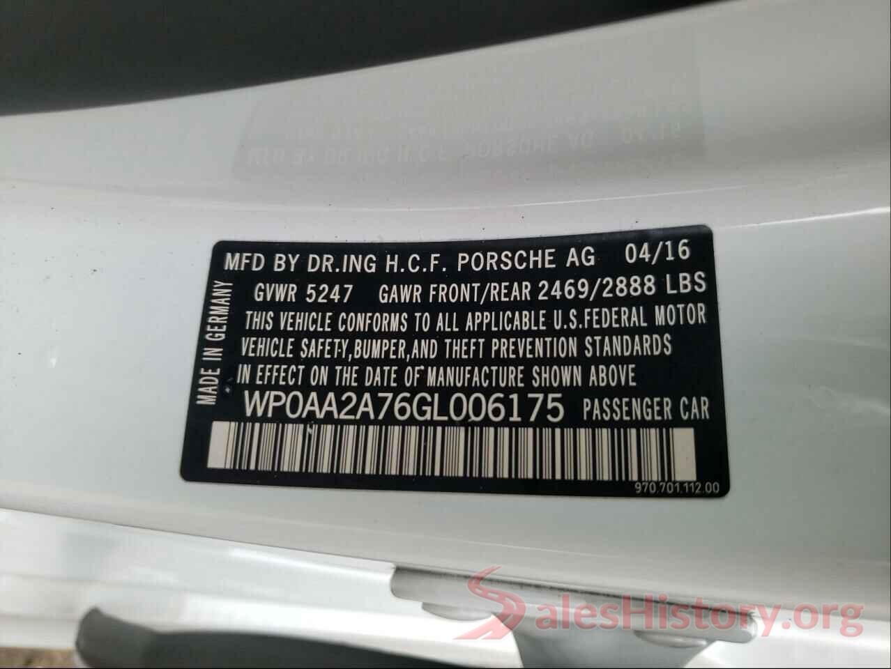 WP0AA2A76GL006175 2016 PORSCHE PANAMERA