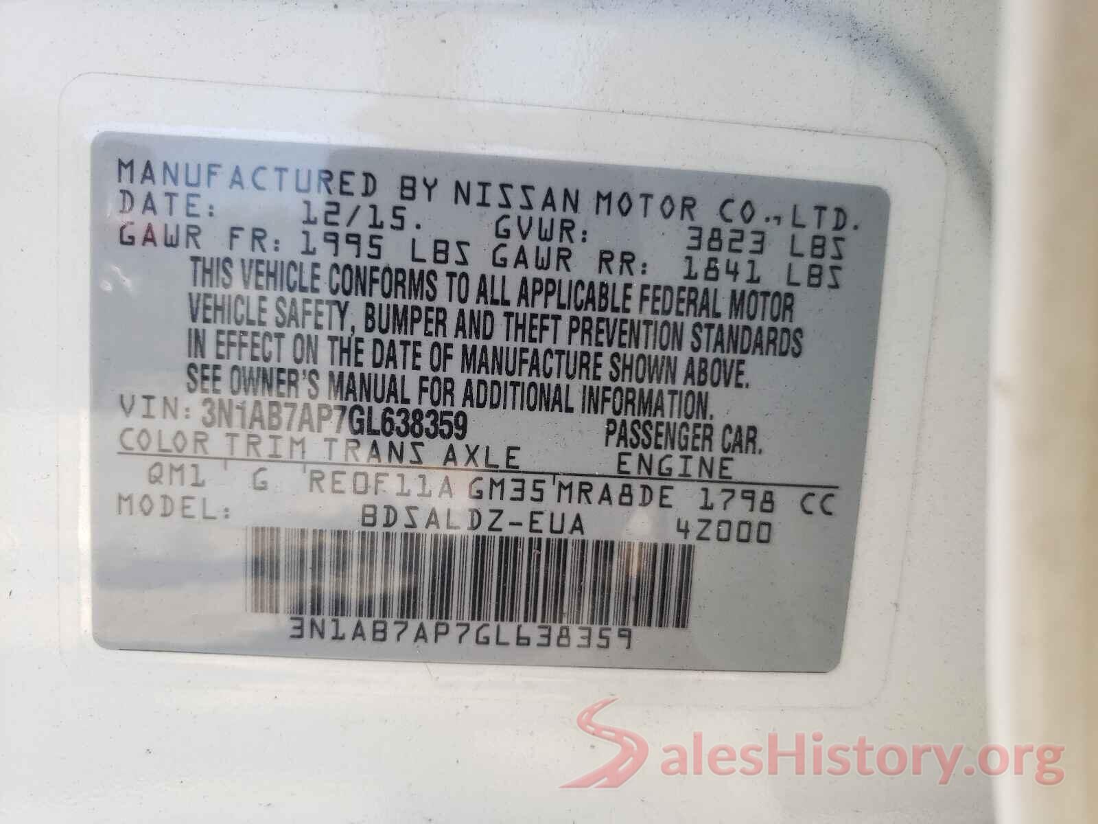 3N1AB7AP7GL638359 2016 NISSAN SENTRA