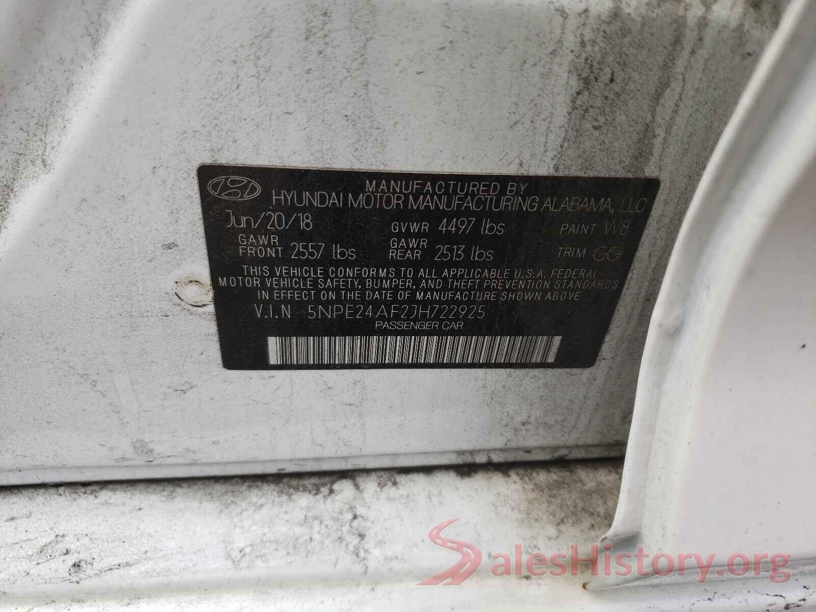 5NPE24AF2JH722925 2018 HYUNDAI SONATA