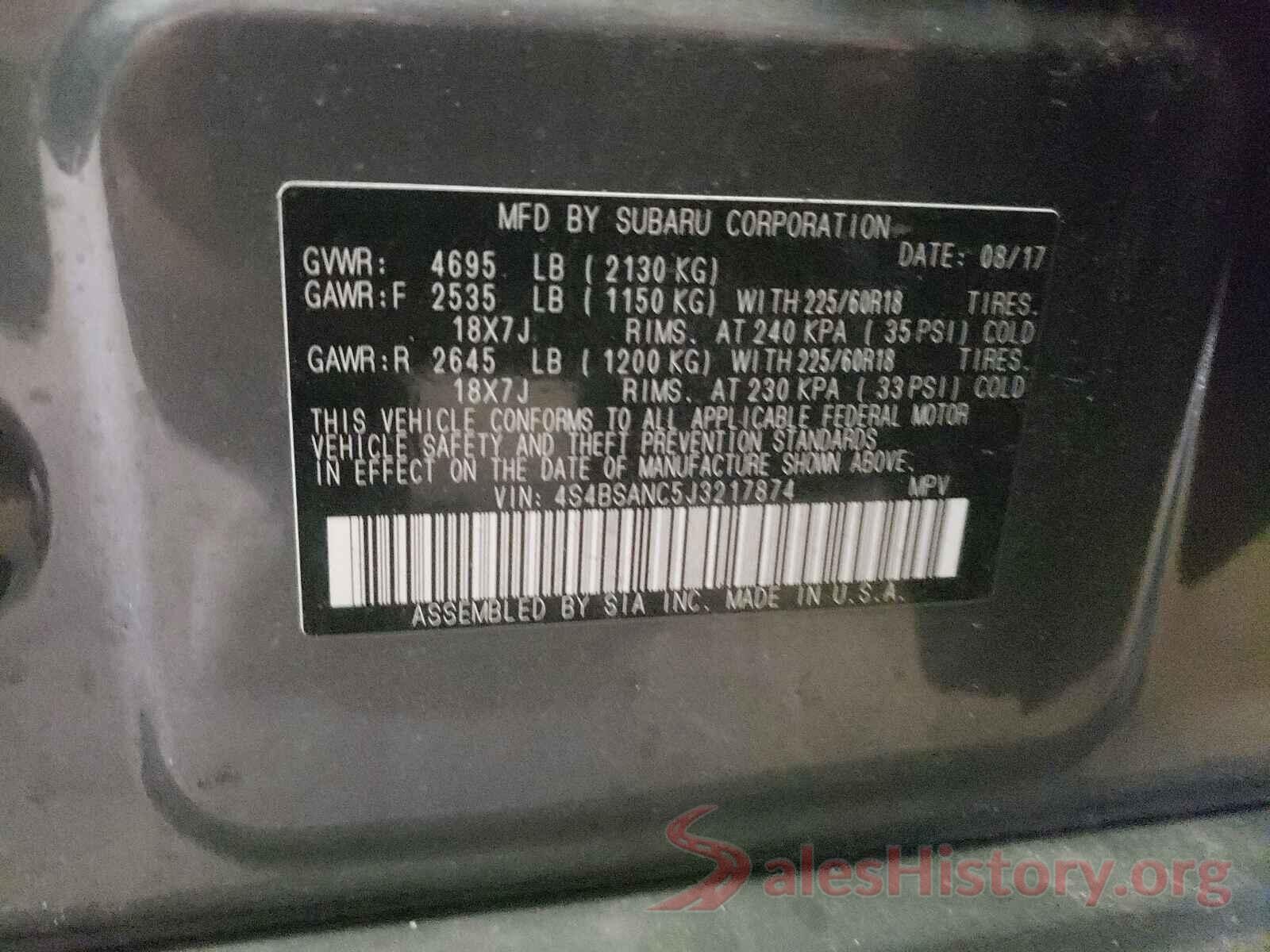 4S4BSANC5J3217874 2018 SUBARU LEGACY