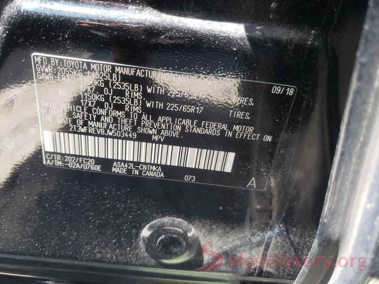 2T3WFREV8JW503449 2018 TOYOTA RAV4