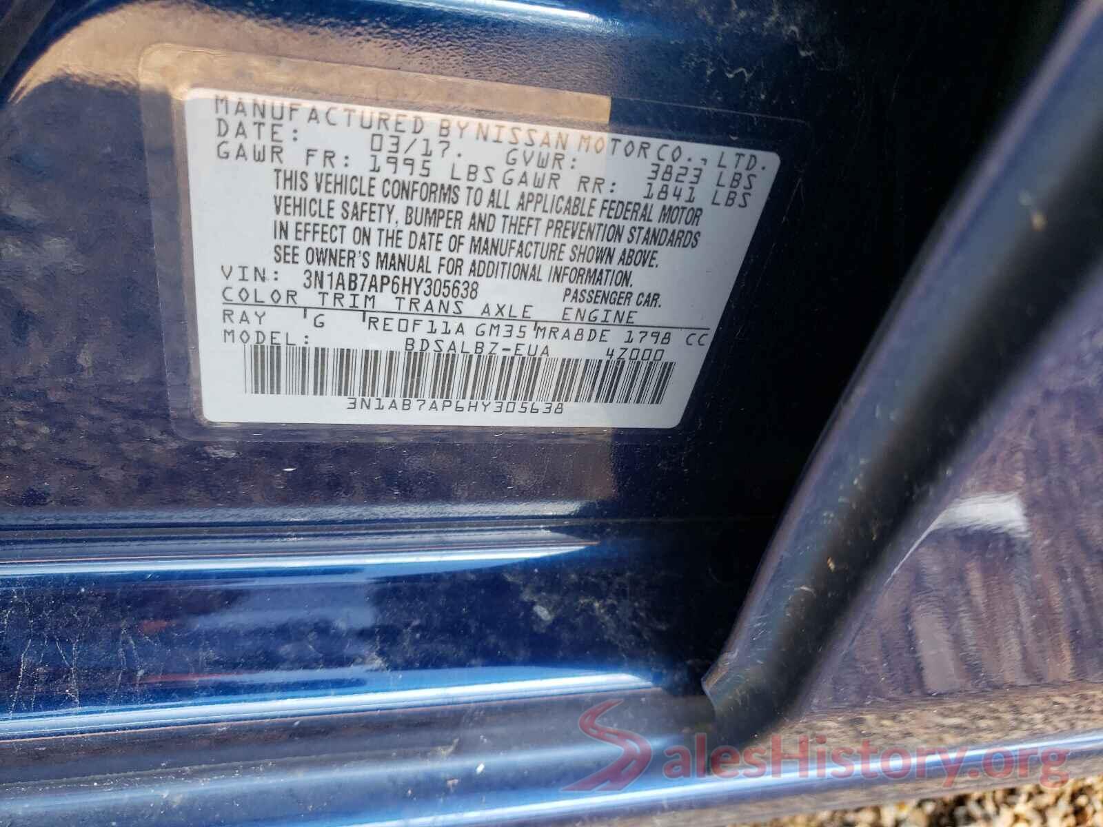 3N1AB7AP6HY305638 2017 NISSAN SENTRA