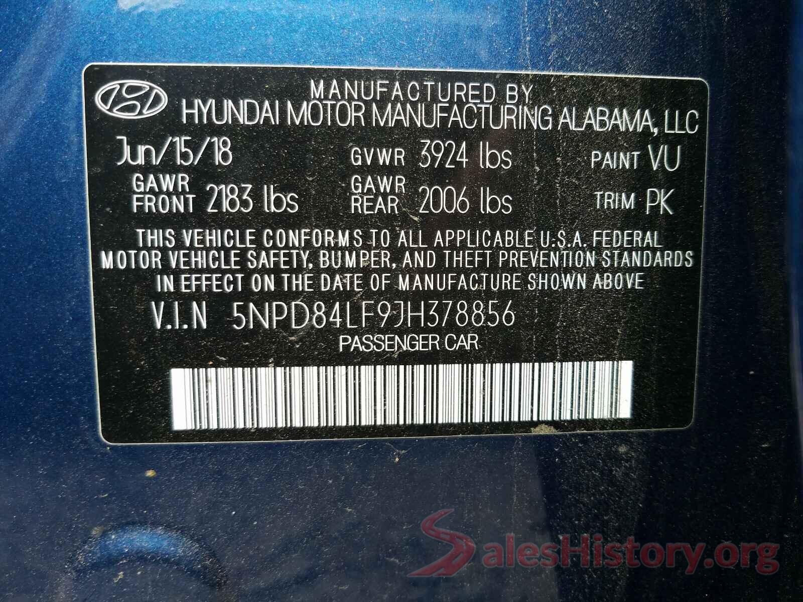 5NPD84LF9JH378856 2018 HYUNDAI ELANTRA