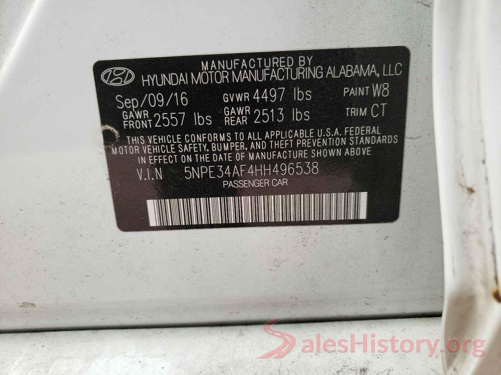 5NPE34AF4HH496538 2017 HYUNDAI SONATA