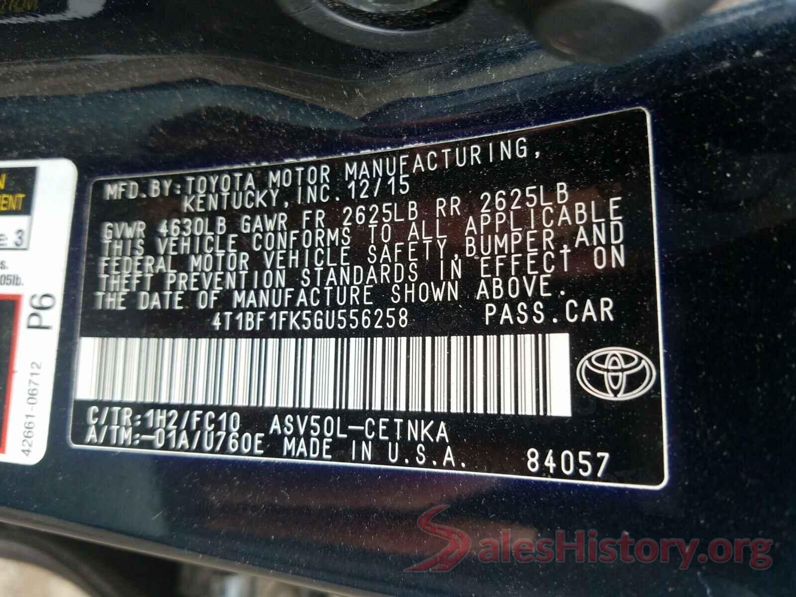 4T1BF1FK5GU556258 2016 TOYOTA CAMRY