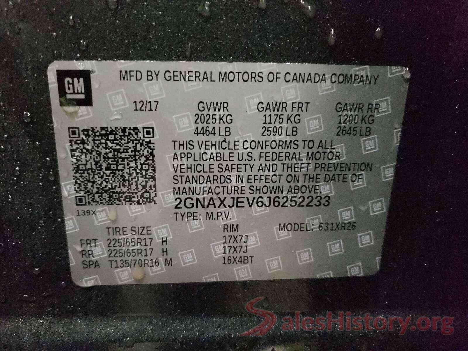 2GNAXJEV6J6252233 2018 CHEVROLET EQUINOX