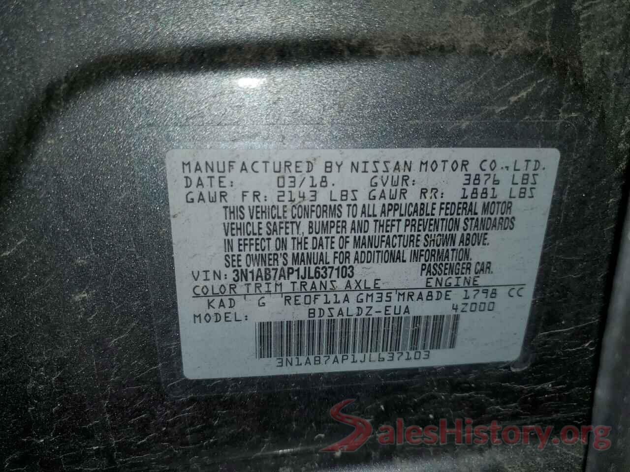 3N1AB7AP1JL637103 2018 NISSAN SENTRA