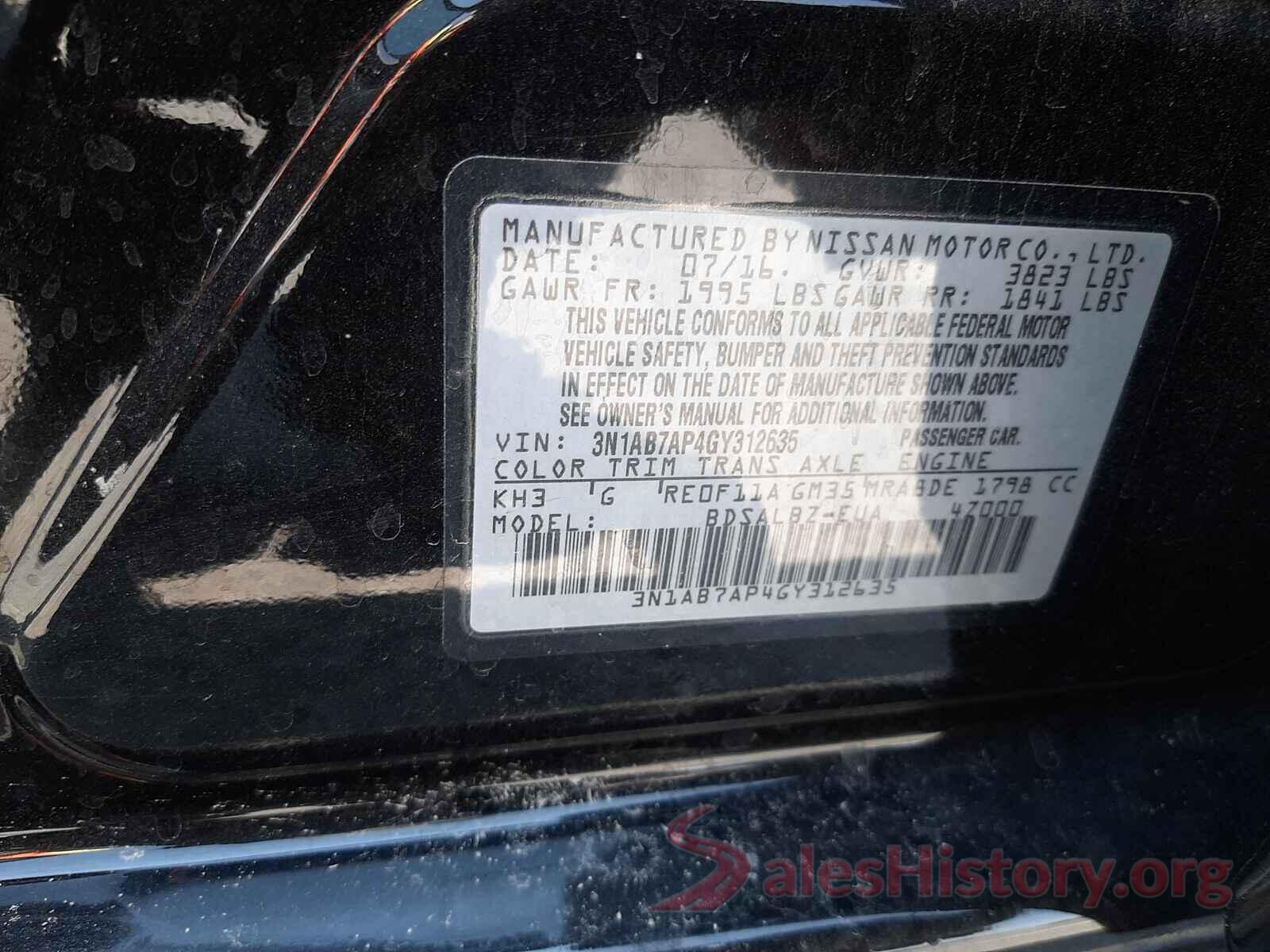 3N1AB7AP4GY312635 2016 NISSAN SENTRA