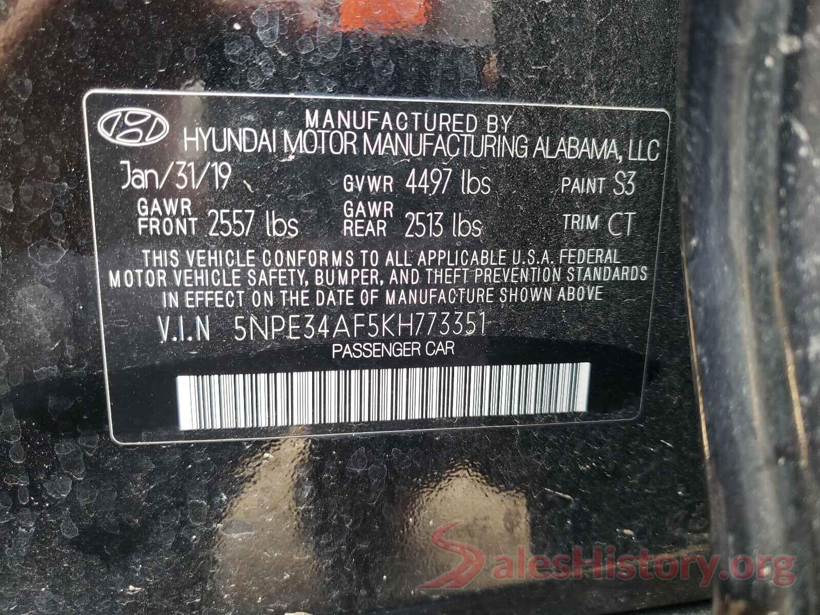 5NPE34AF5KH773351 2019 HYUNDAI SONATA