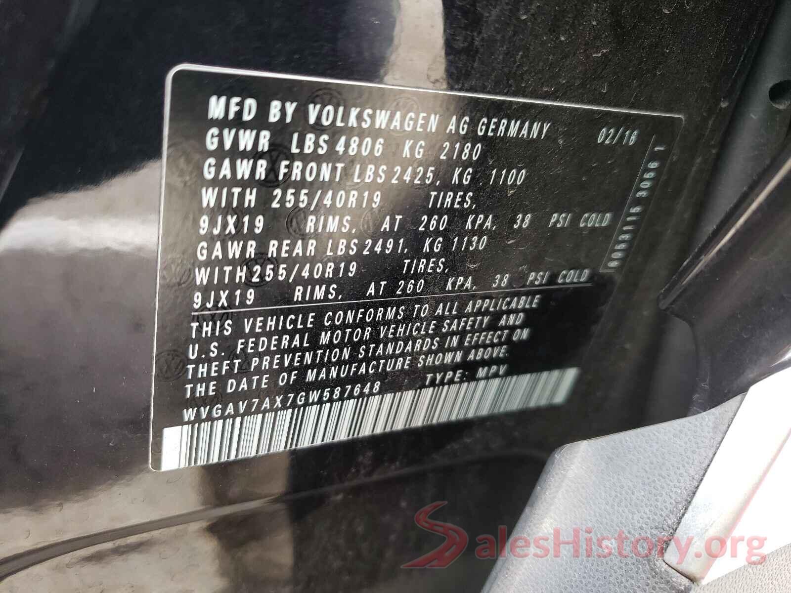 WVGAV7AX7GW587648 2016 VOLKSWAGEN TIGUAN