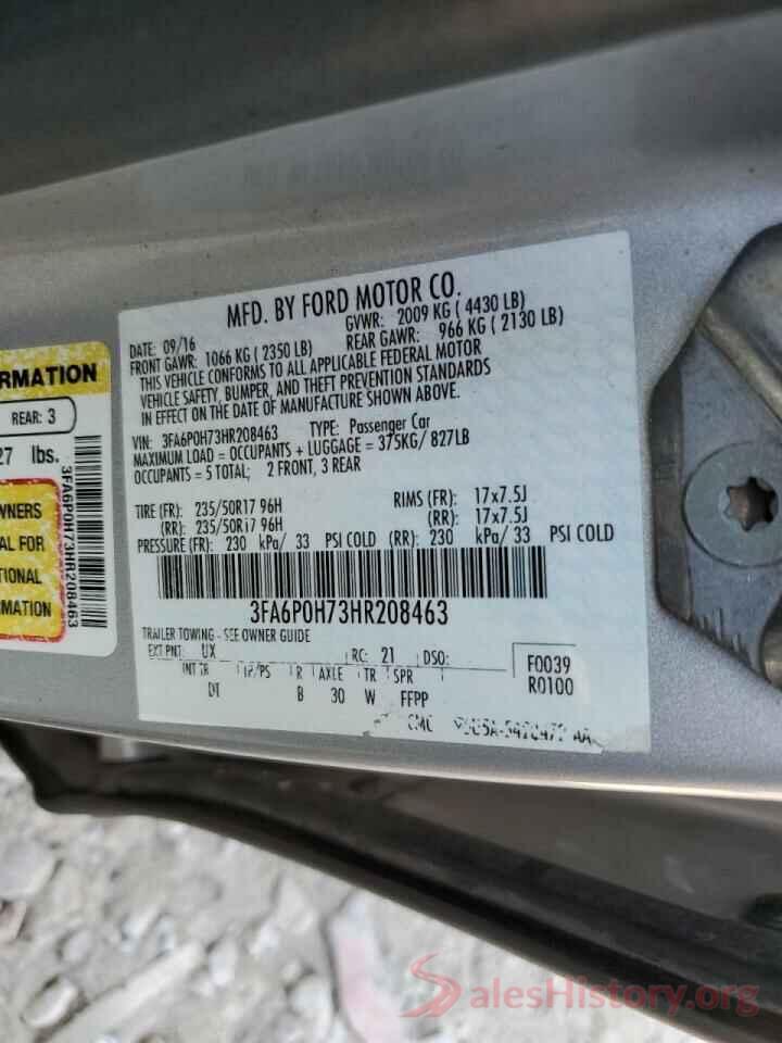 3FA6P0H73HR208463 2017 FORD FUSION