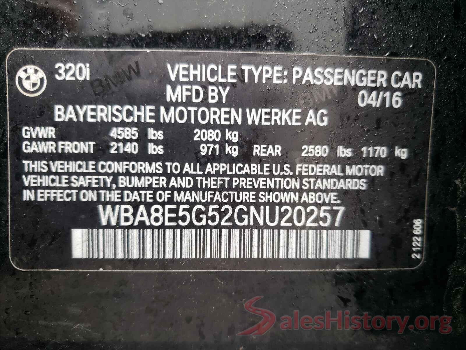 WBA8E5G52GNU20257 2016 BMW 3 SERIES