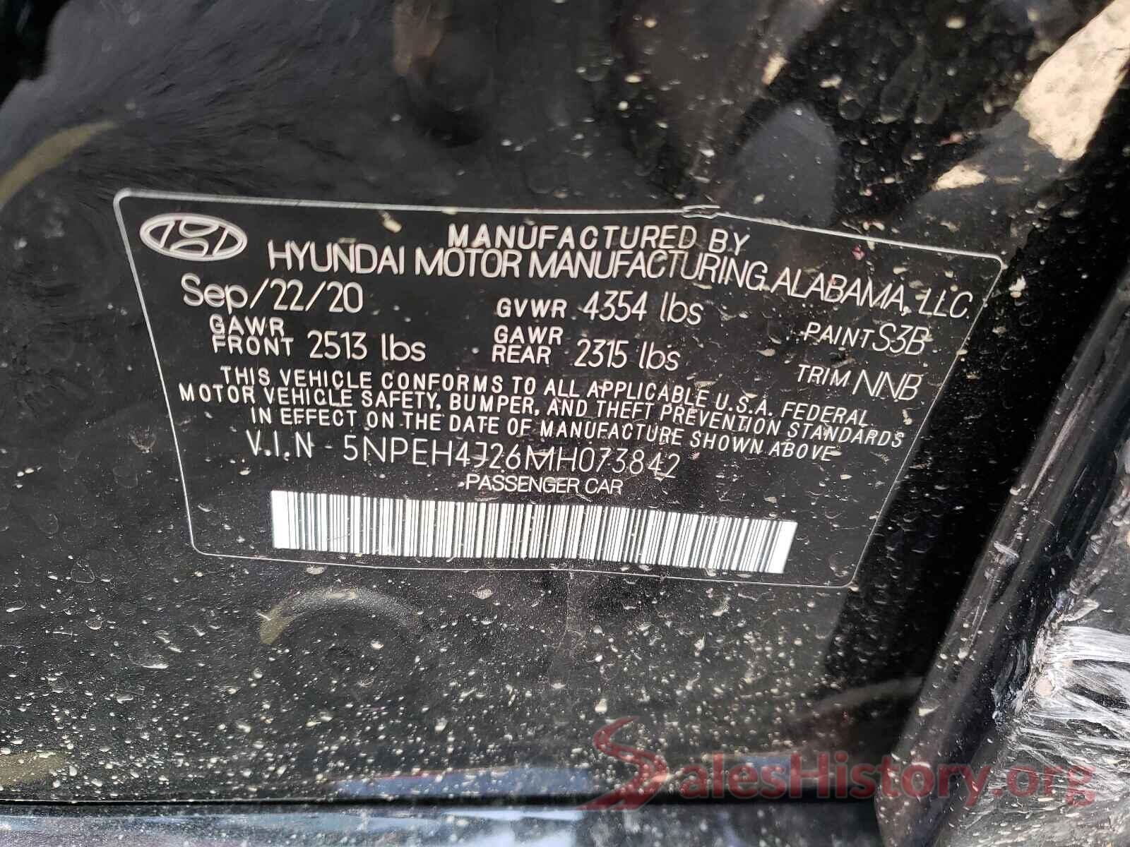 5NPEH4J26MH073842 2021 HYUNDAI SONATA