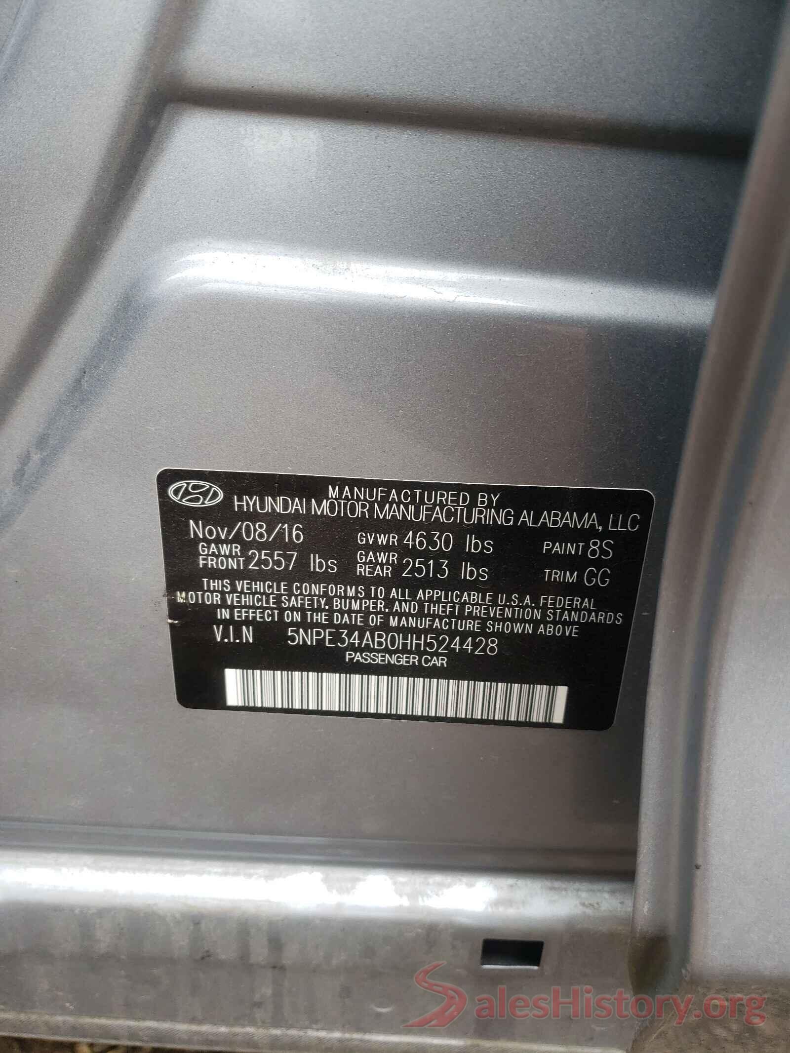 5NPE34AB0HH524428 2017 HYUNDAI SONATA