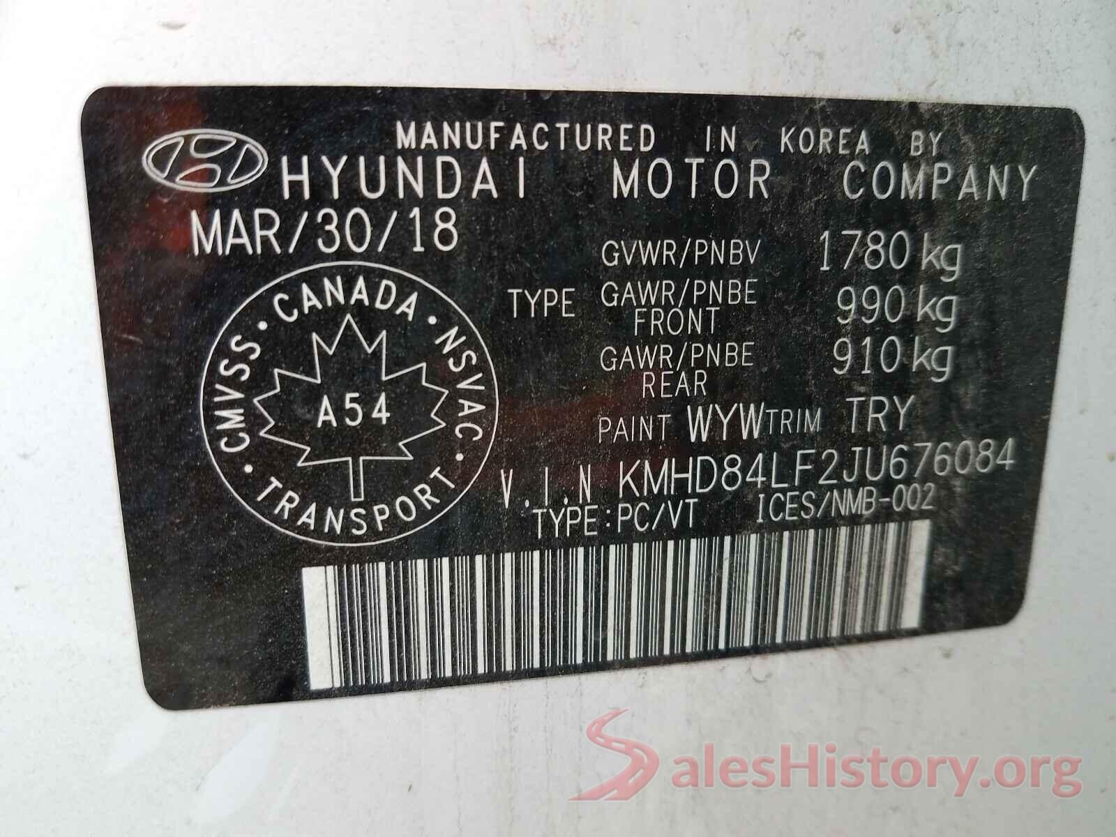 KMHD84LF2JU676084 2018 HYUNDAI ELANTRA