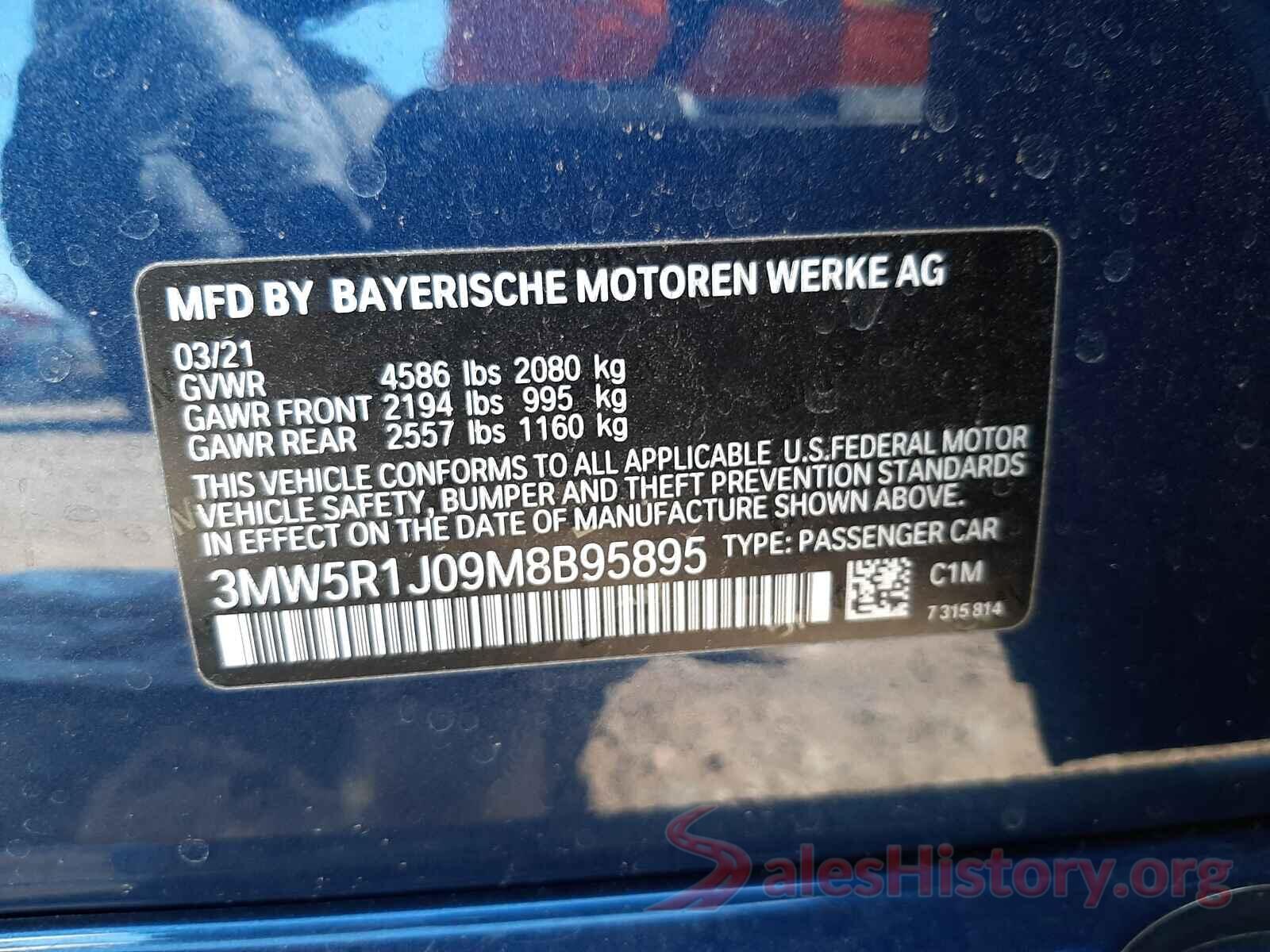 3MW5R1J09M8B95895 2021 BMW 3 SERIES