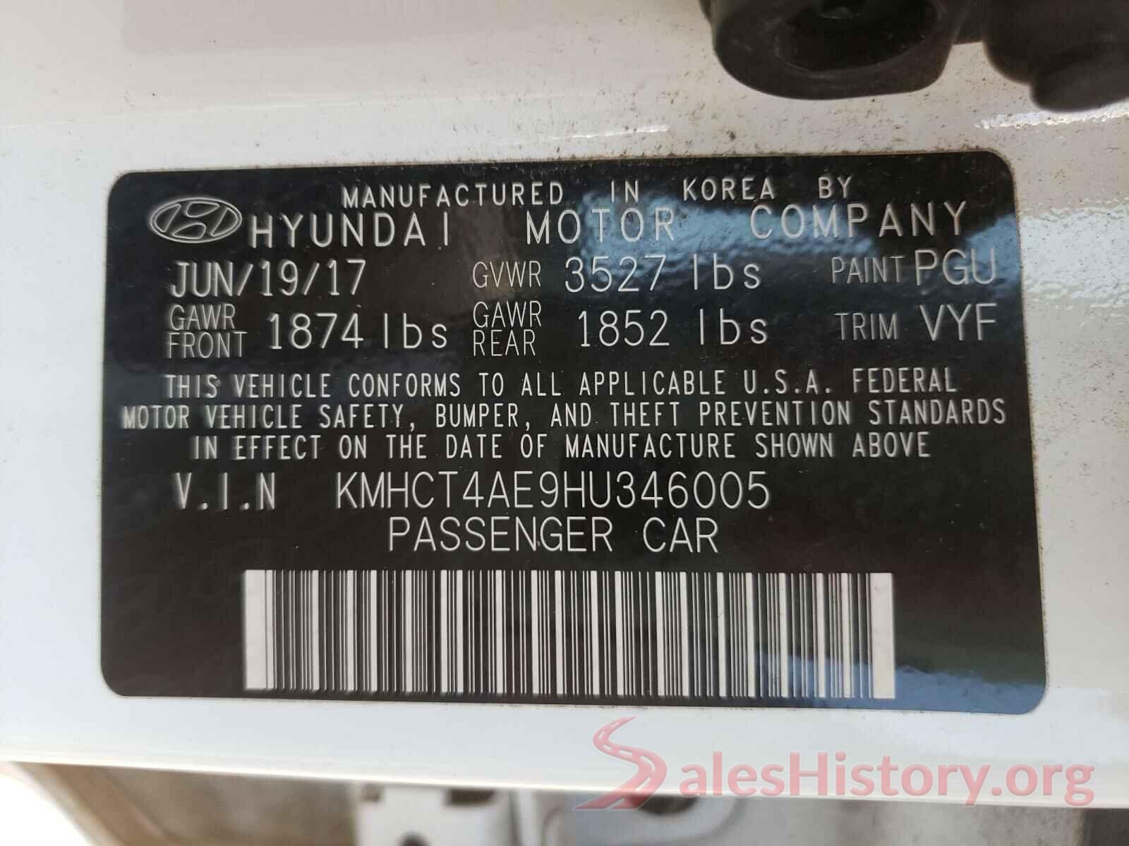 KMHCT4AE9HU346005 2017 HYUNDAI ACCENT