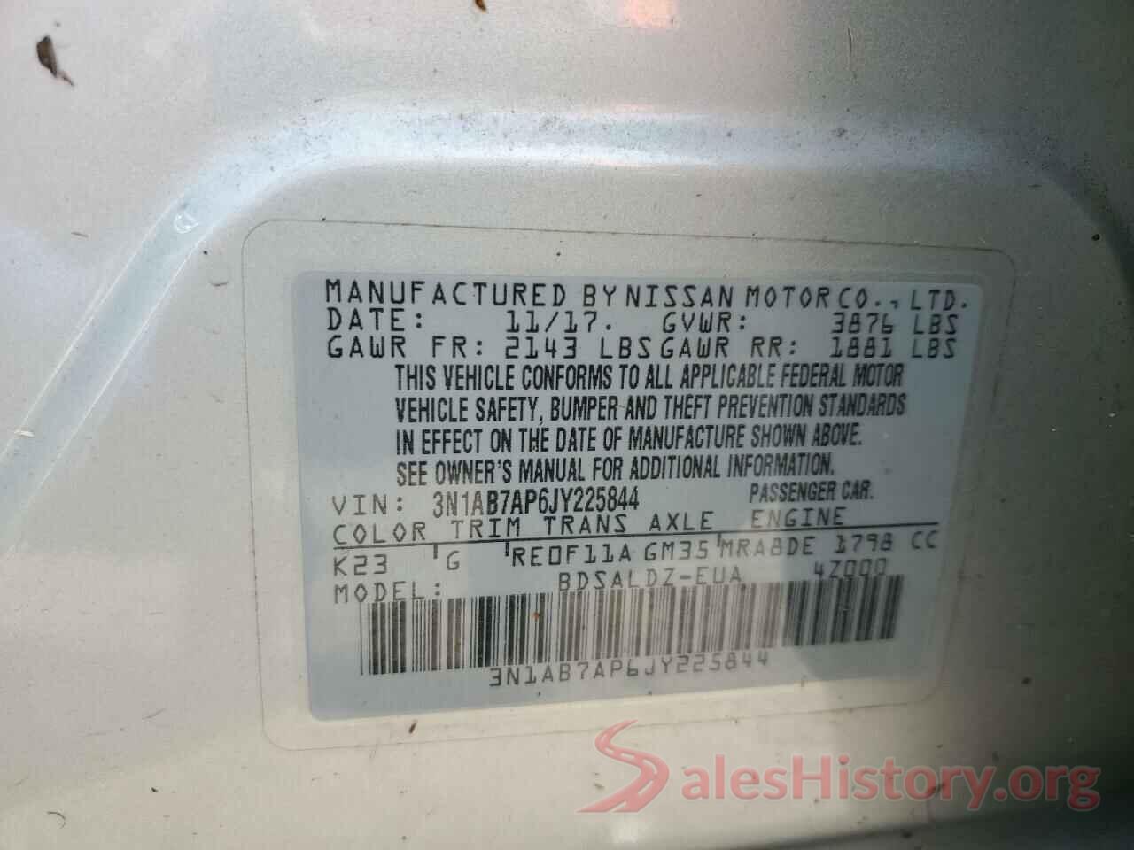 3N1AB7AP6JY225844 2018 NISSAN SENTRA