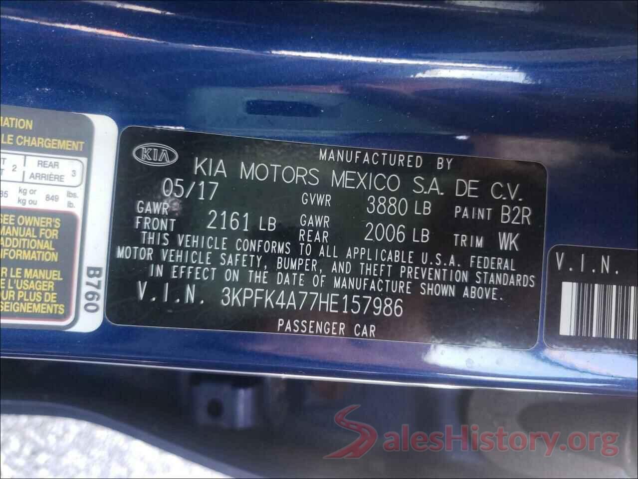 3KPFK4A77HE157986 2017 KIA FORTE