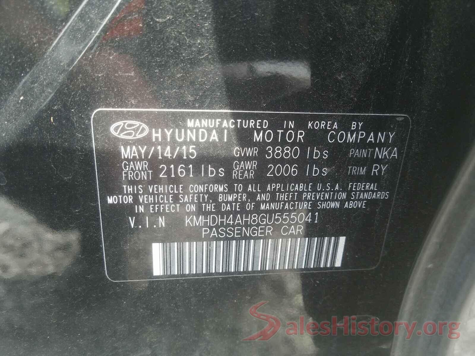 KMHDH4AH8GU555041 2016 HYUNDAI ELANTRA