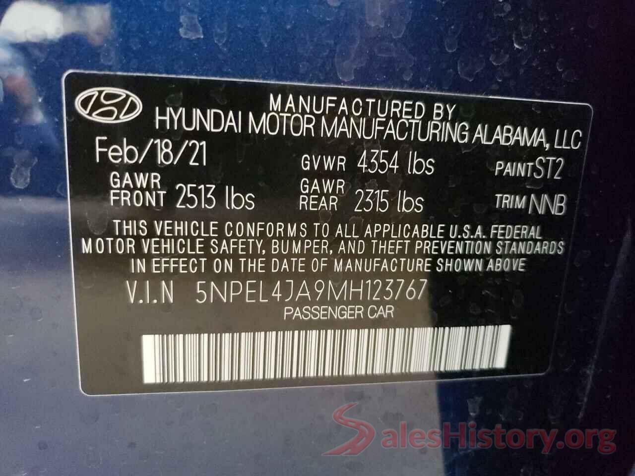 5NPEL4JA9MH123767 2021 HYUNDAI SONATA