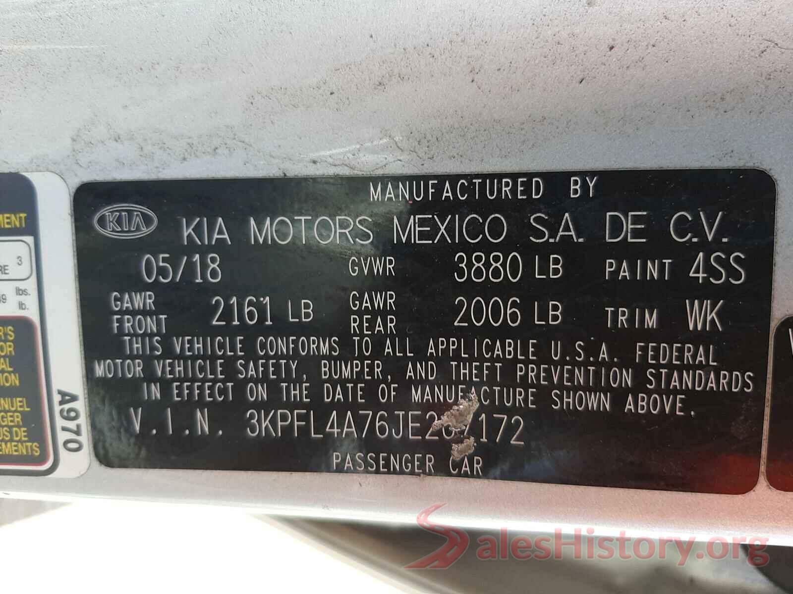 3KPFL4A76JE267172 2018 KIA FORTE