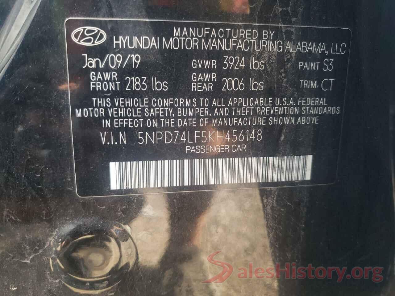 5NPD74LF5KH456148 2019 HYUNDAI ELANTRA