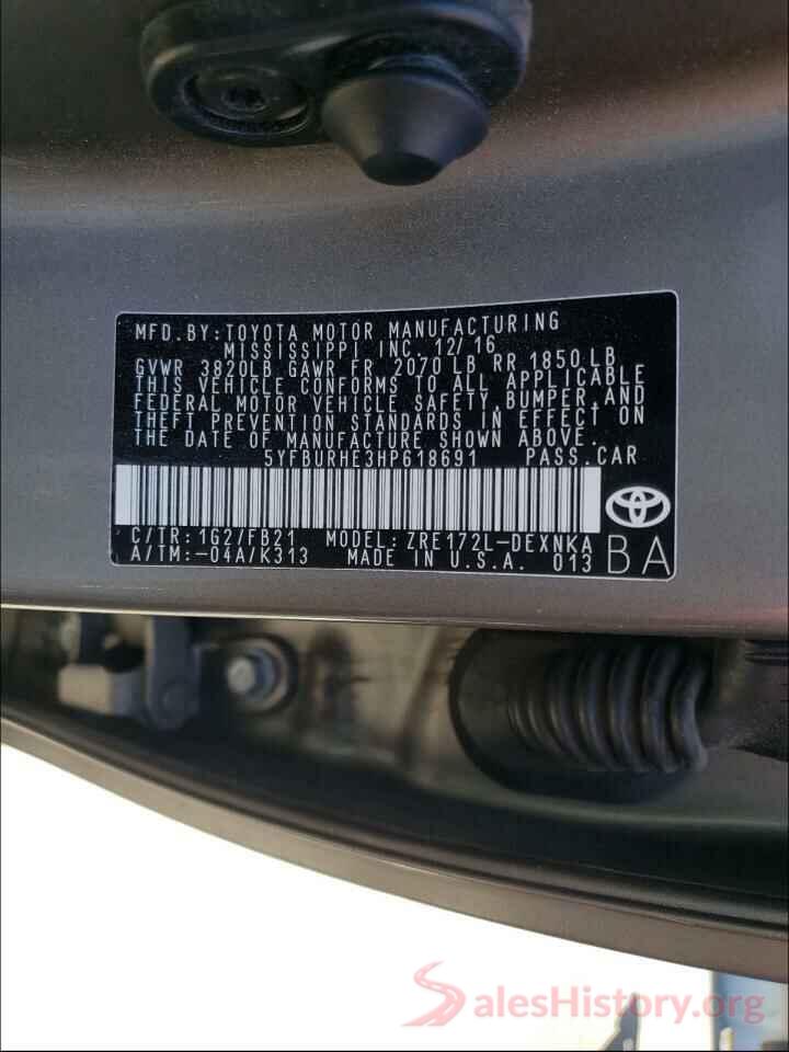 5YFBURHE3HP618691 2017 TOYOTA COROLLA