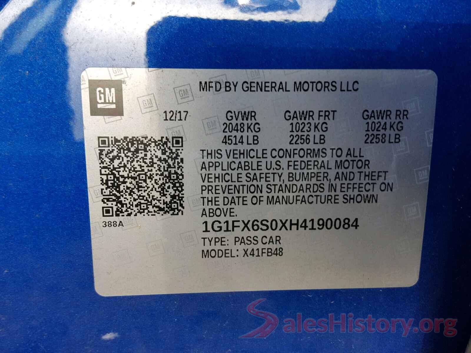 1G1FX6S0XH4190084 2017 CHEVROLET BOLT