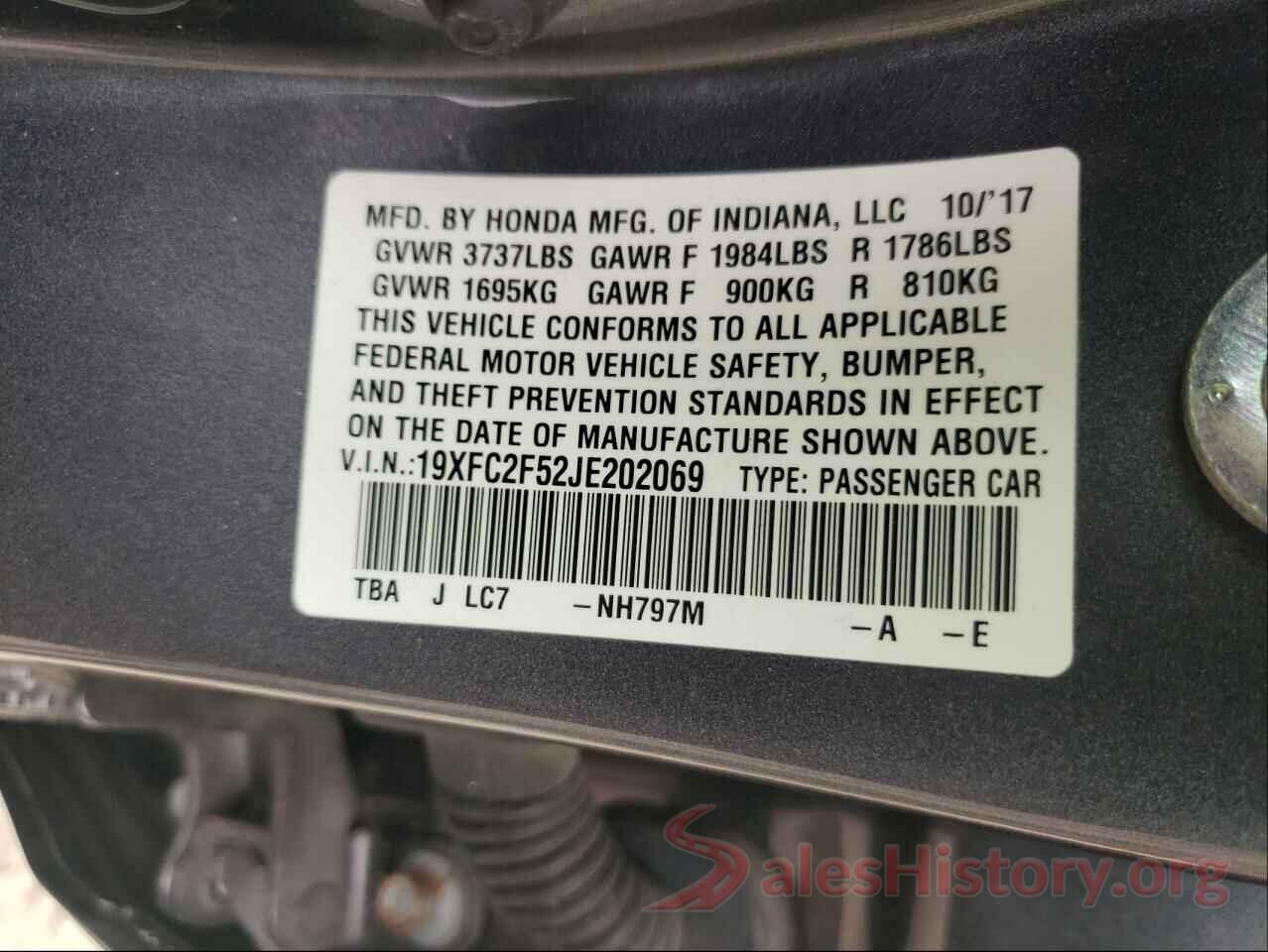 19XFC2F52JE202069 2018 HONDA CIVIC