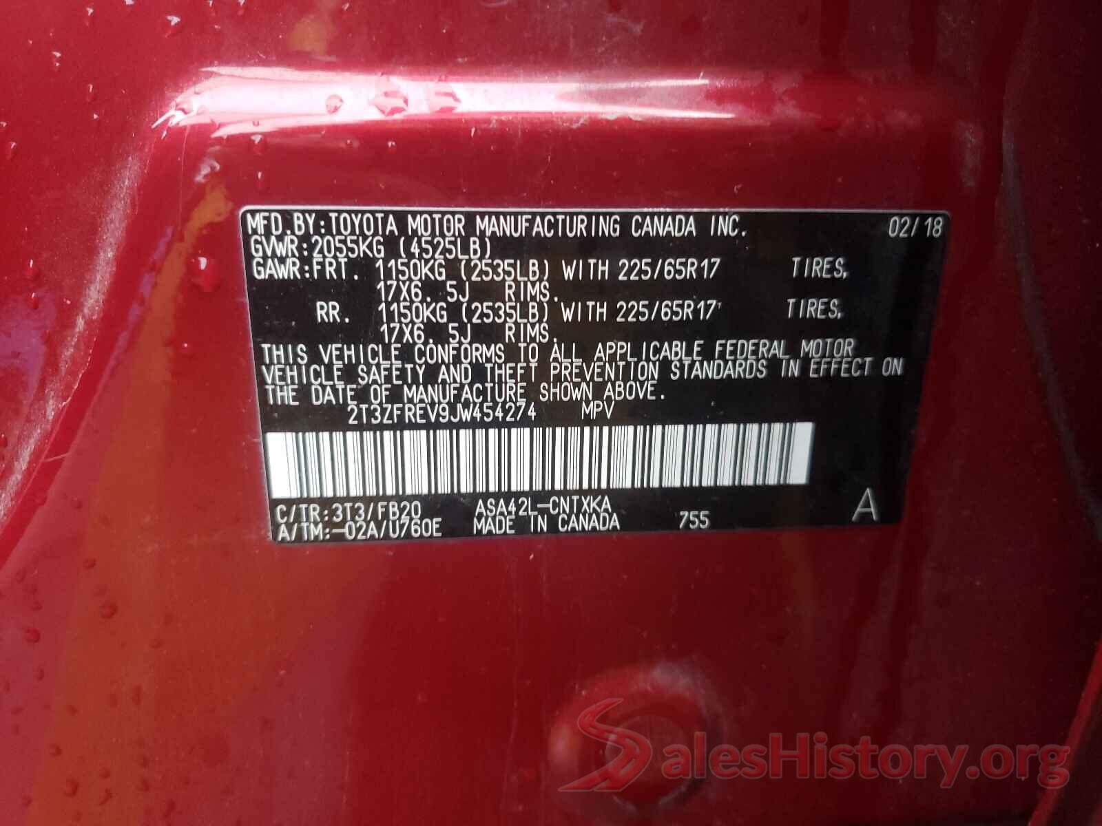 2T3ZFREV9JW454274 2018 TOYOTA RAV4