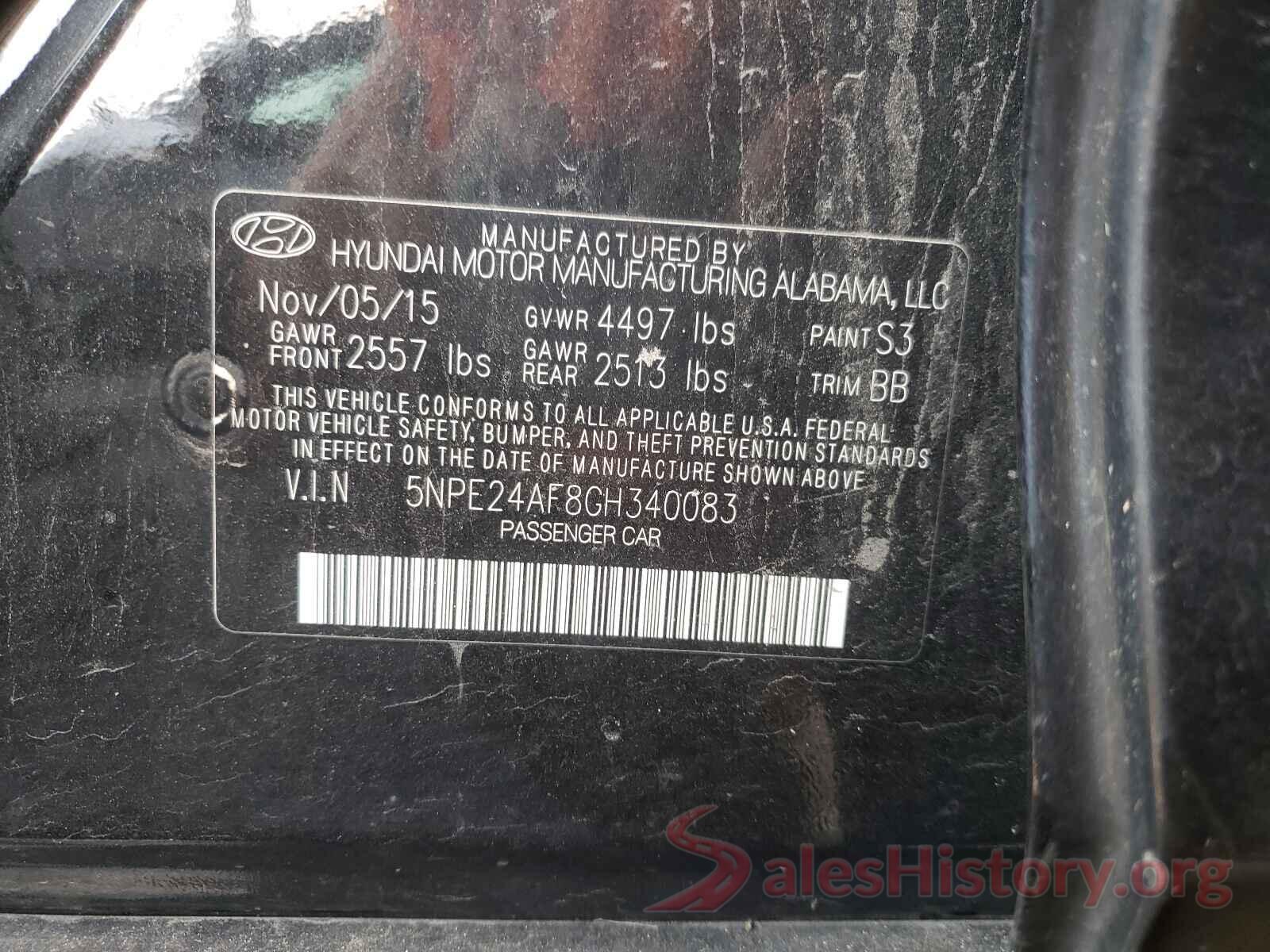 5NPE24AF8GH340083 2016 HYUNDAI SONATA